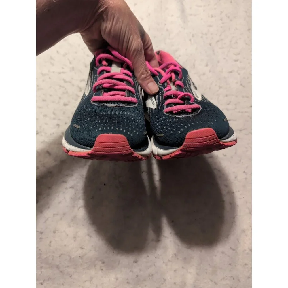 BROOKS WOMENS GHOST 13 1203381B391 REFLECTIVE POND/PINK/ICE RUNNING SHOES Size 7 - Picture 3 of 11